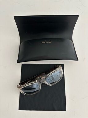 Original Saint Laurent Tortoiseshell Frame Sunglasses with Gold Logo